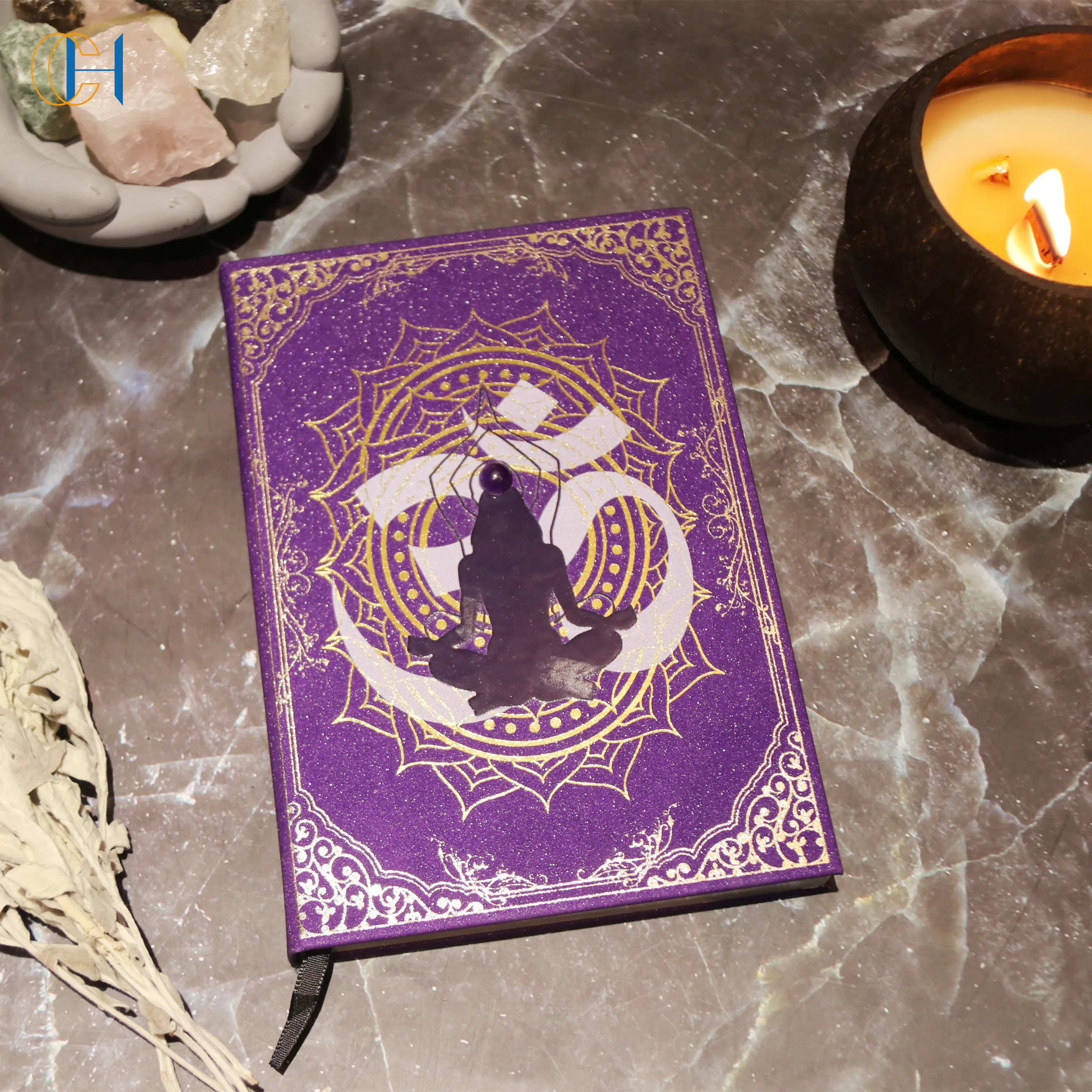 Spiritual  Healing Alchemist Book With Crystal Embossed Notepad Diary With Lock Wholesale Leather Journal