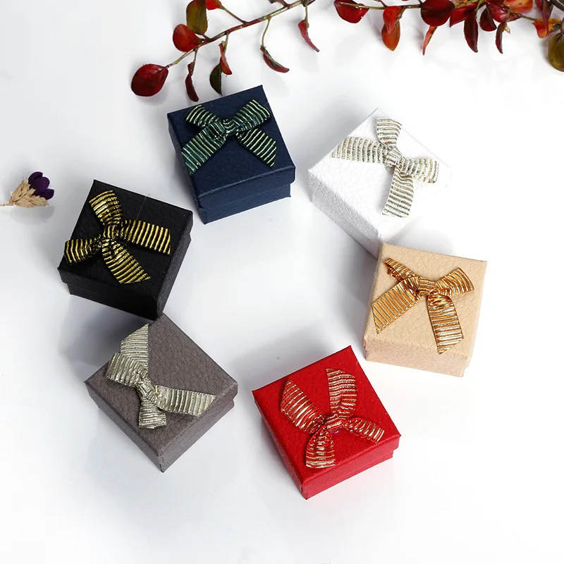 high end paper jewelry box custom jewelry packaging box ivory board jewelry box with bow