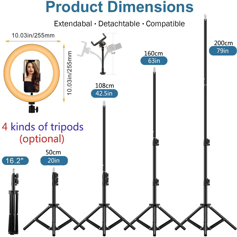 Wholesale USB Beauty Make Up Fill Photographic Lighting With Tripod Stand 10Inch 12Inch LED Ring Light