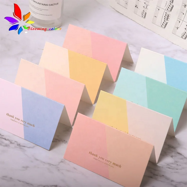 Custom Design White Pink Paper Center- fold Thanks Card and Holiday Card