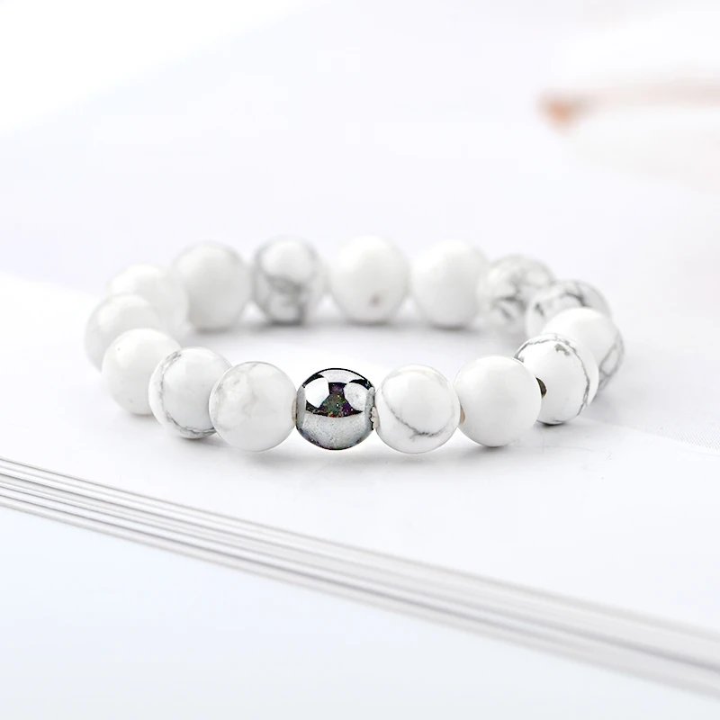 Natural Amethyst Black Onyx  Adjustable Minimalist Rings handmade creative 4mm crystal bead elastic ring