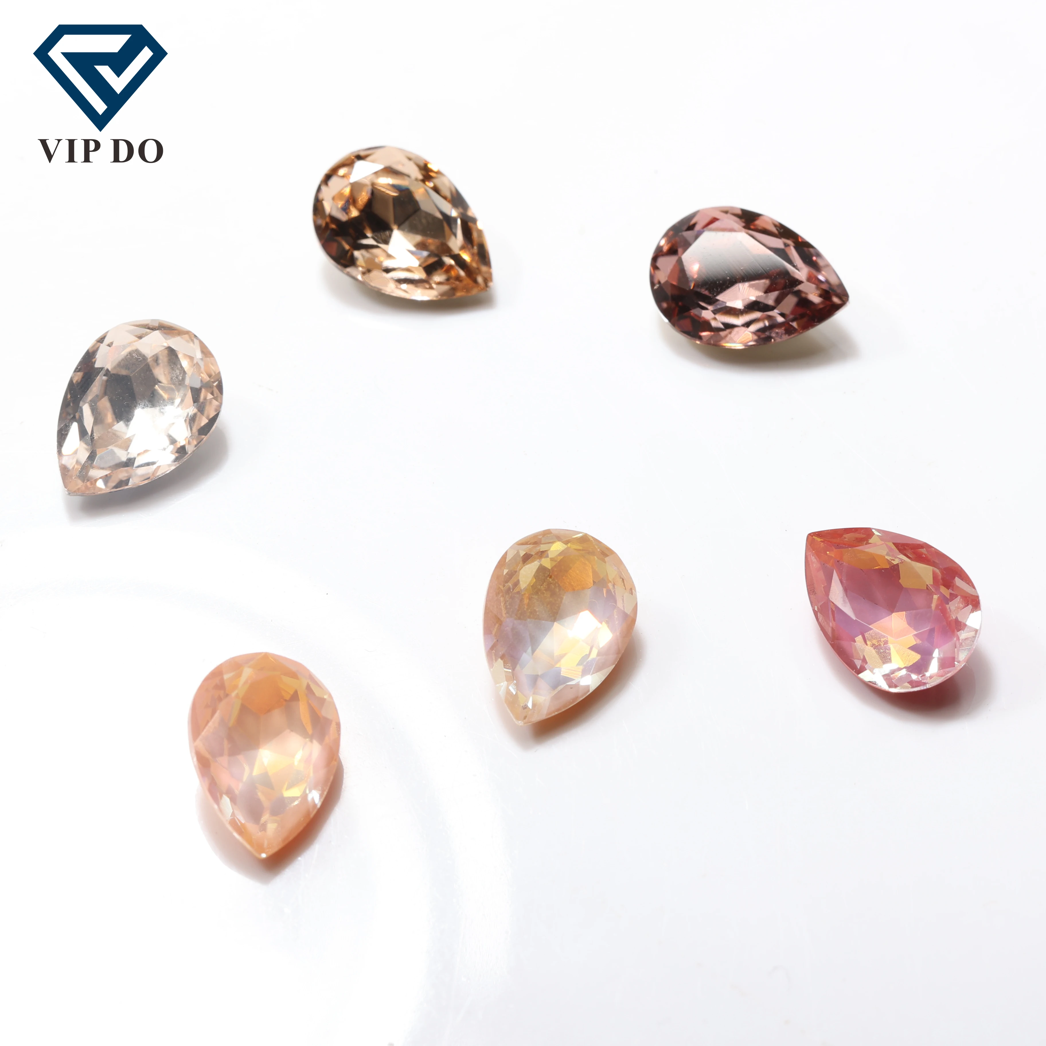 High quality pear cut K9 Glass Crystal Clothes Accessories DIY Shoe Bag Nail Pile Diamond Rhinestone Peach Fairy series