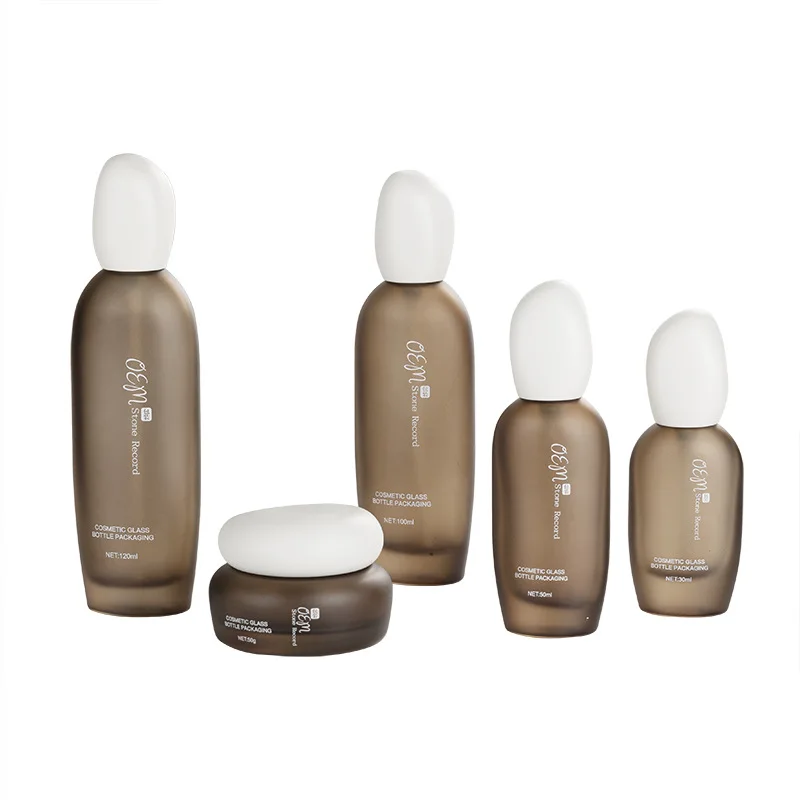 Luxury 30ml 50ml 100ml 120ml cosmetic skincare package set factory serum body lotion bottle 1oz 4oz glass cosmetic pump bottle