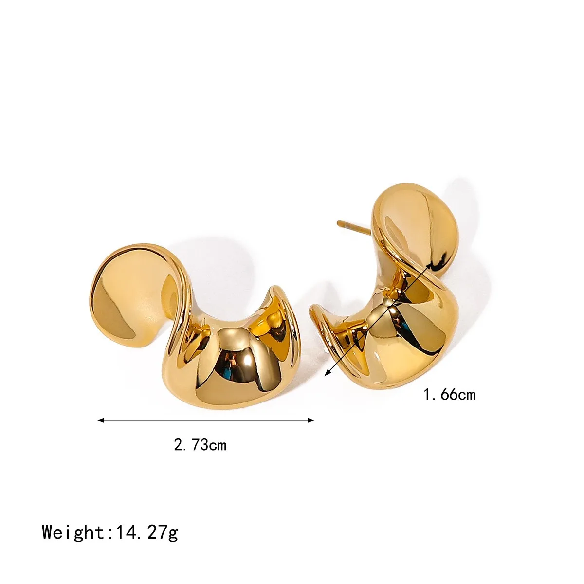 Aretas New Product Ideas 2024 Irregular Spiral Earrings Modern Jewelry Gold Plated Statement Stainless Steel Fashion Earrings