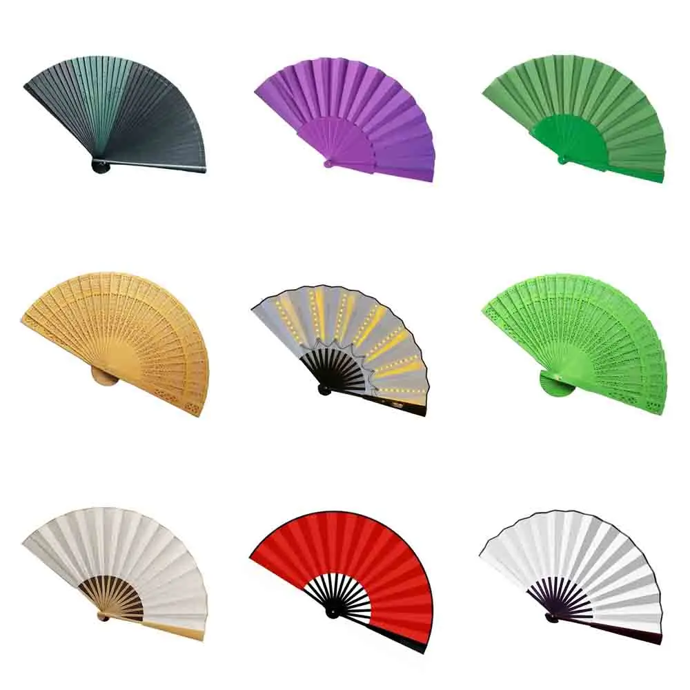2024 Wholesale Custom Printed,Logo Folding Hand Held Holding Fan Wedding Paper Fans/