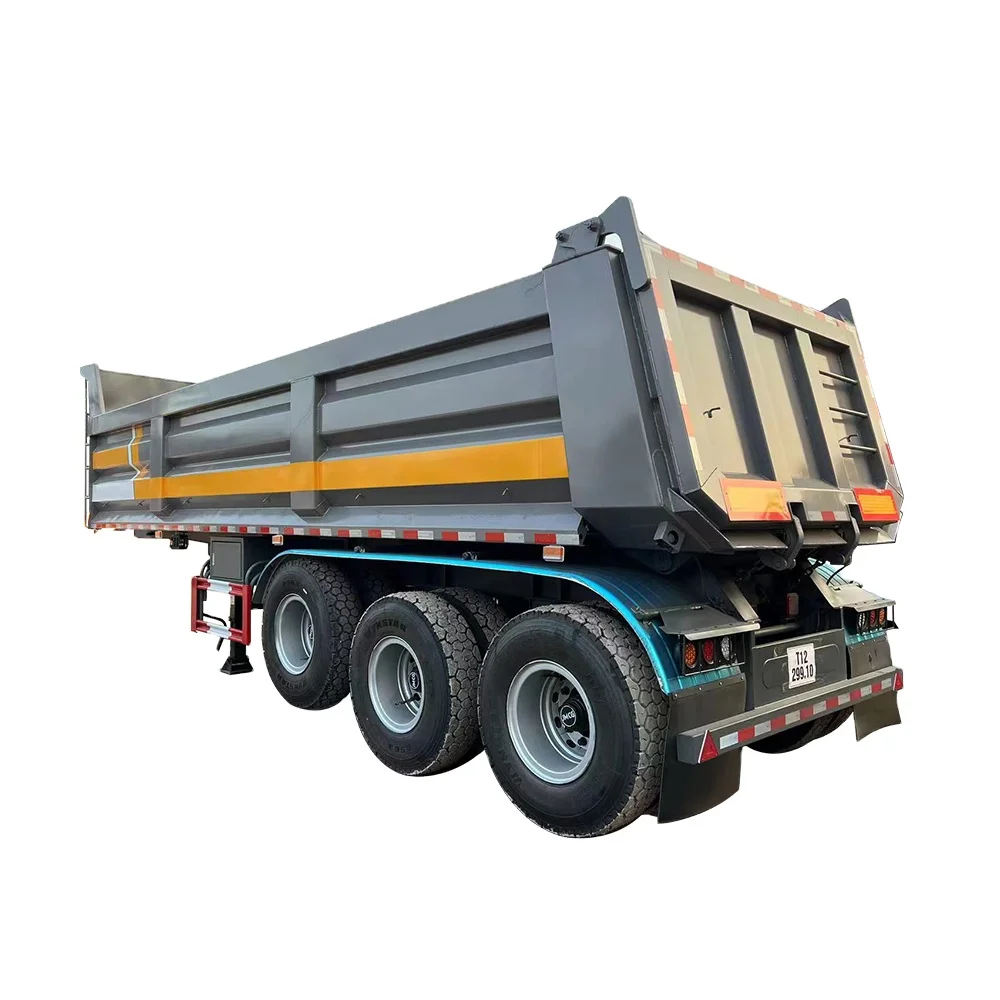 Hydraulic U Shape 3 Axle 50 Ton Tipper Truck Semi Trailer Rear Dump Semi Trailer