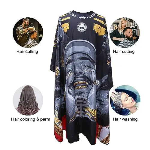 New Sublimation Printing 100% Polyester Machine Washable Barber Sports Cape for hair cutting, designed barber capes