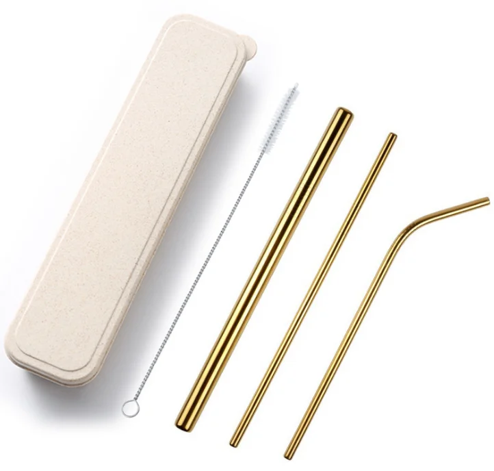 Colored Straw 304 Stainless Steel Straws Reusable Bent Metal Drinking Straw