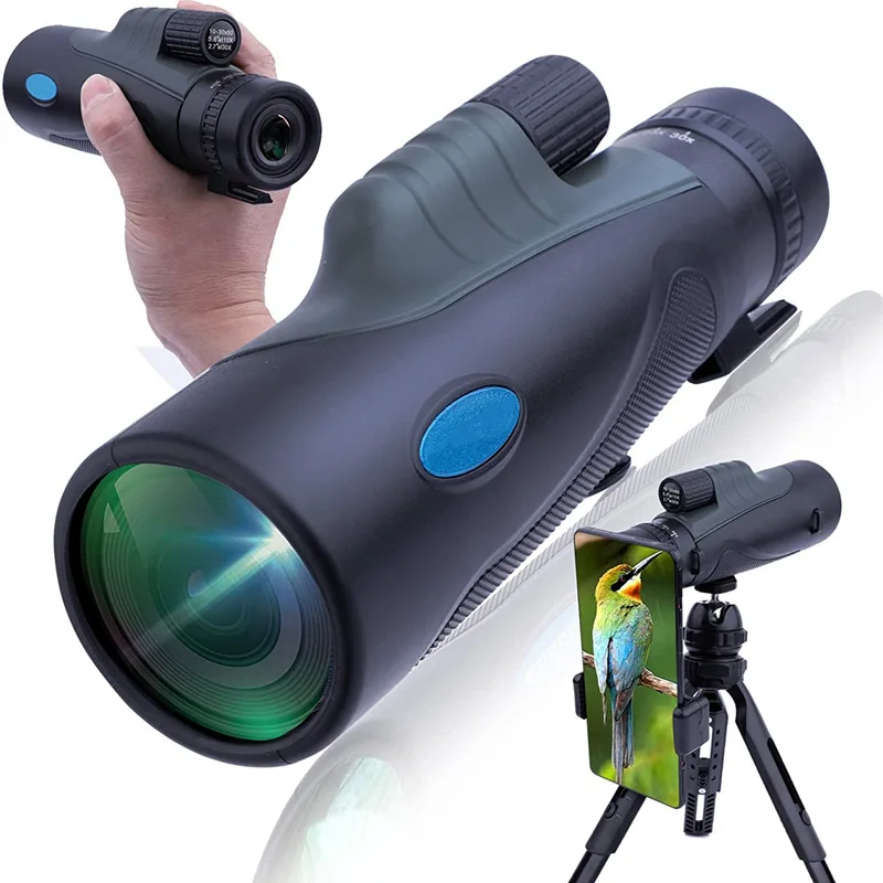 High Power 10-30x50 Zoom High List Monocular with Stabilized Tripod Carrying Case Cell Phone Adapter BAK4 Prism FMC Lens