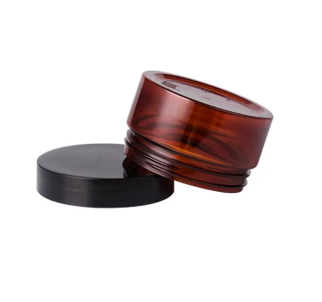 Cosmetic Cream Jar Amber Pet Plastic with Plastic Cartons Plastic Containers with Lids Silk Screen Printing Hot Stamping 1 Pcs