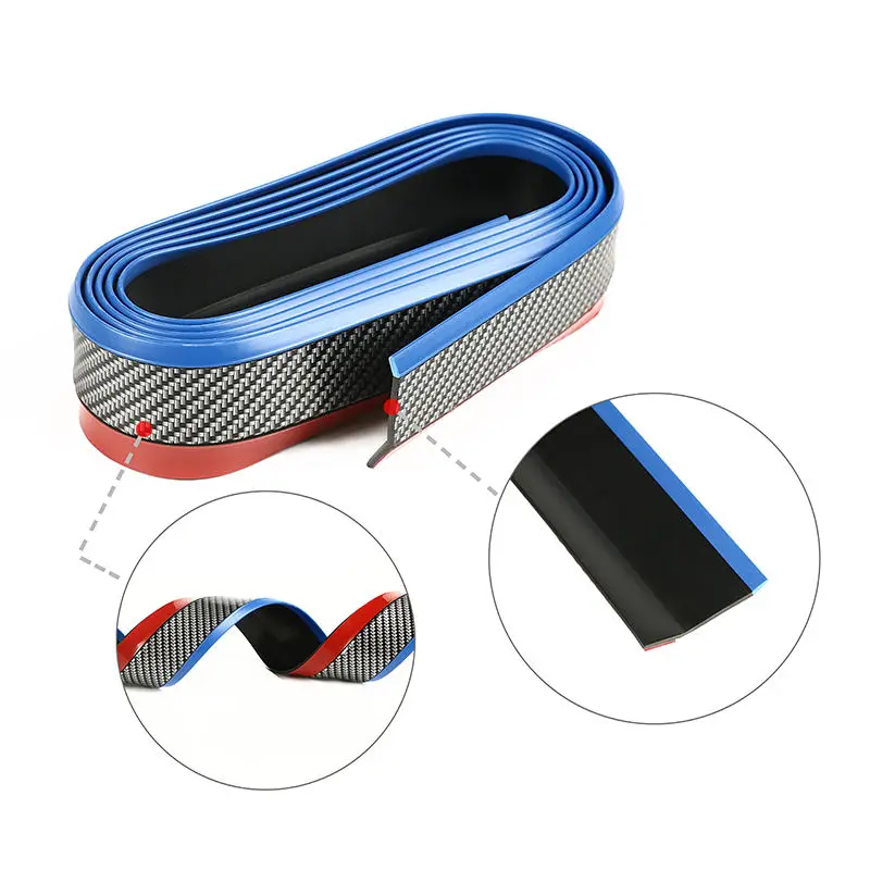 Universal Auto Body Lip Skirt Splitter Carbon Fiber Rubber Sleeve Bumper Guard Front Side Skirt Car Bumper Lip