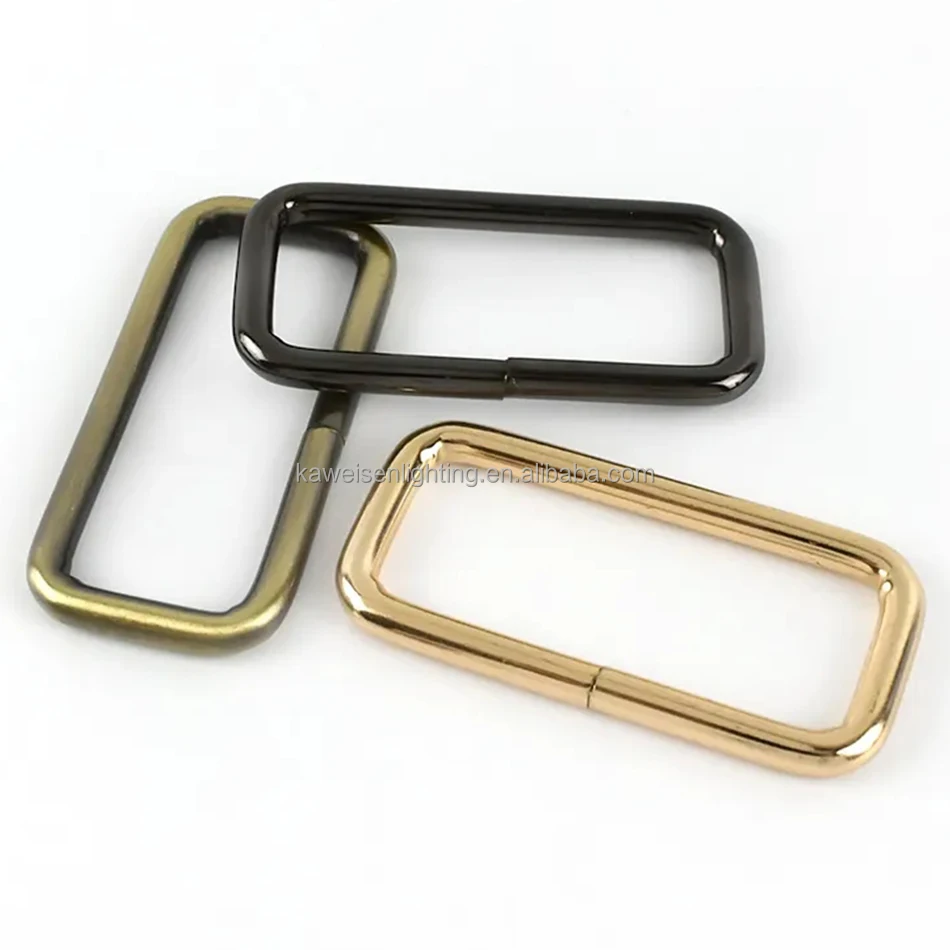 Square Ring Buckle For Webbing Garment Gold Hanging-plating 50mm Handbag Hardware Accessories Backpack Bag Strap Connector Clasp