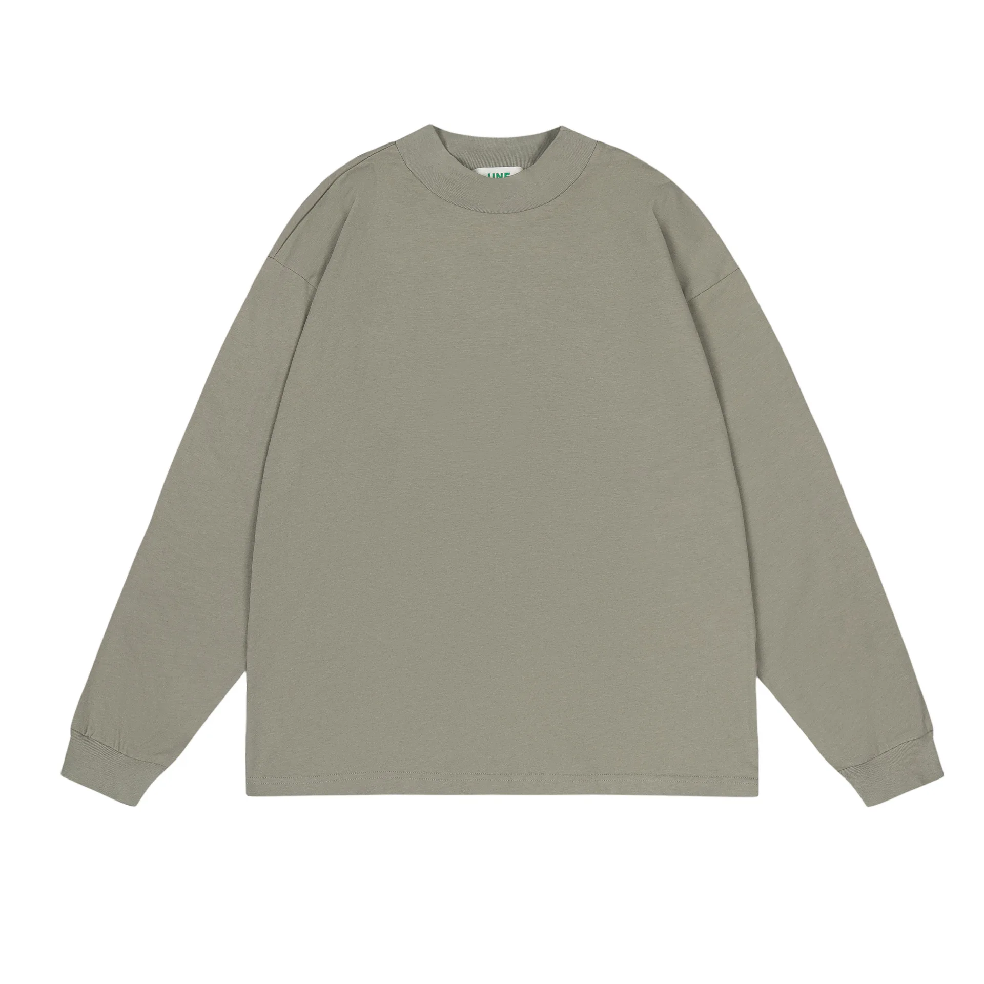 GL250 OEM CUSTOM FOG 250gsm Streetwear Oversized Mock Neck T shirt Cotton Unisex Long Sleeve Blank Heavyweight T-shirt