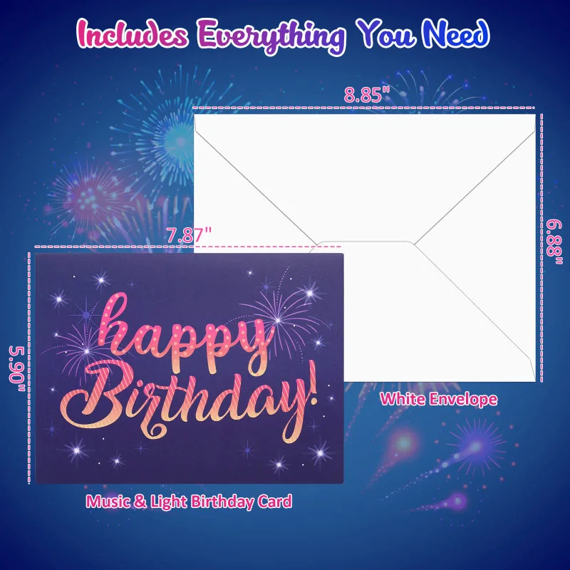 2024 Happy birthday cards 3d pop up music and change lights birthday popup card musical birthday cards