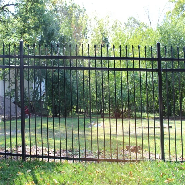 Style 3-Rail Steel fencing trellis gates,Powder-Coated Black aluminum fence panels for swimming pool