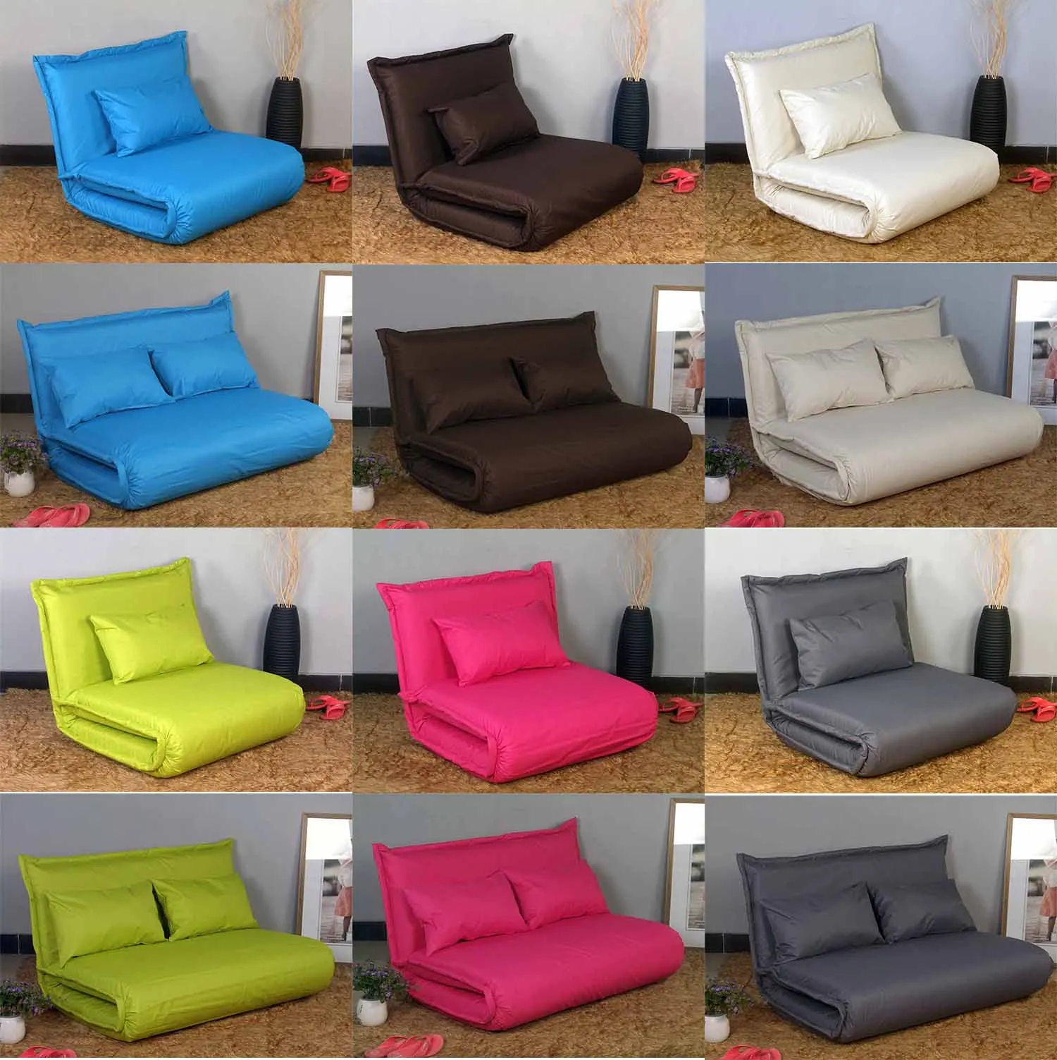 Living room Furniture White Floor Queen Futon Sofa Bed With Metal Frame Leisure Fabric Comfortable Sofa Cum Bed