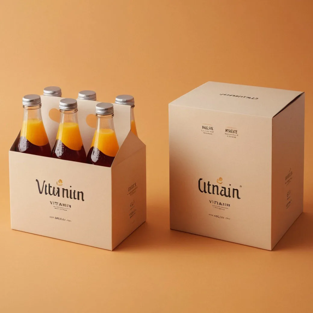 Custom Six Pack Health Drink Box Carrier Portable Paper Box 6 Bottle Beer Milk Fruit Vegetable Juice Soda Cans Beverage Box