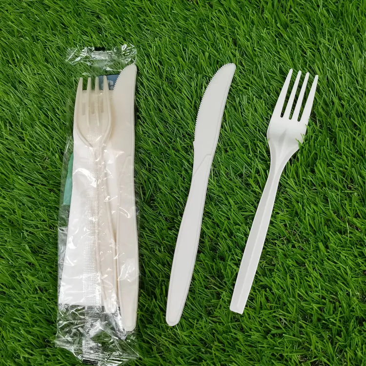 Food grade cutlery set biodegradable cornstarch cutlery disposable forks with napkins