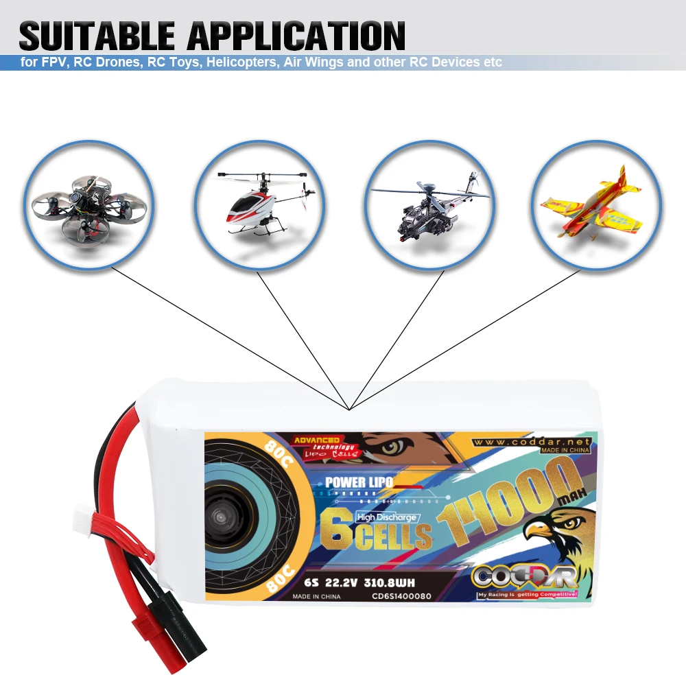 CODDAR 8S 14000MAH 29.6V 80C XT150 Plug RC LiPo Battery Large Scale Drone Racing FPV Helicopter Agriculture Quadcopter Drone