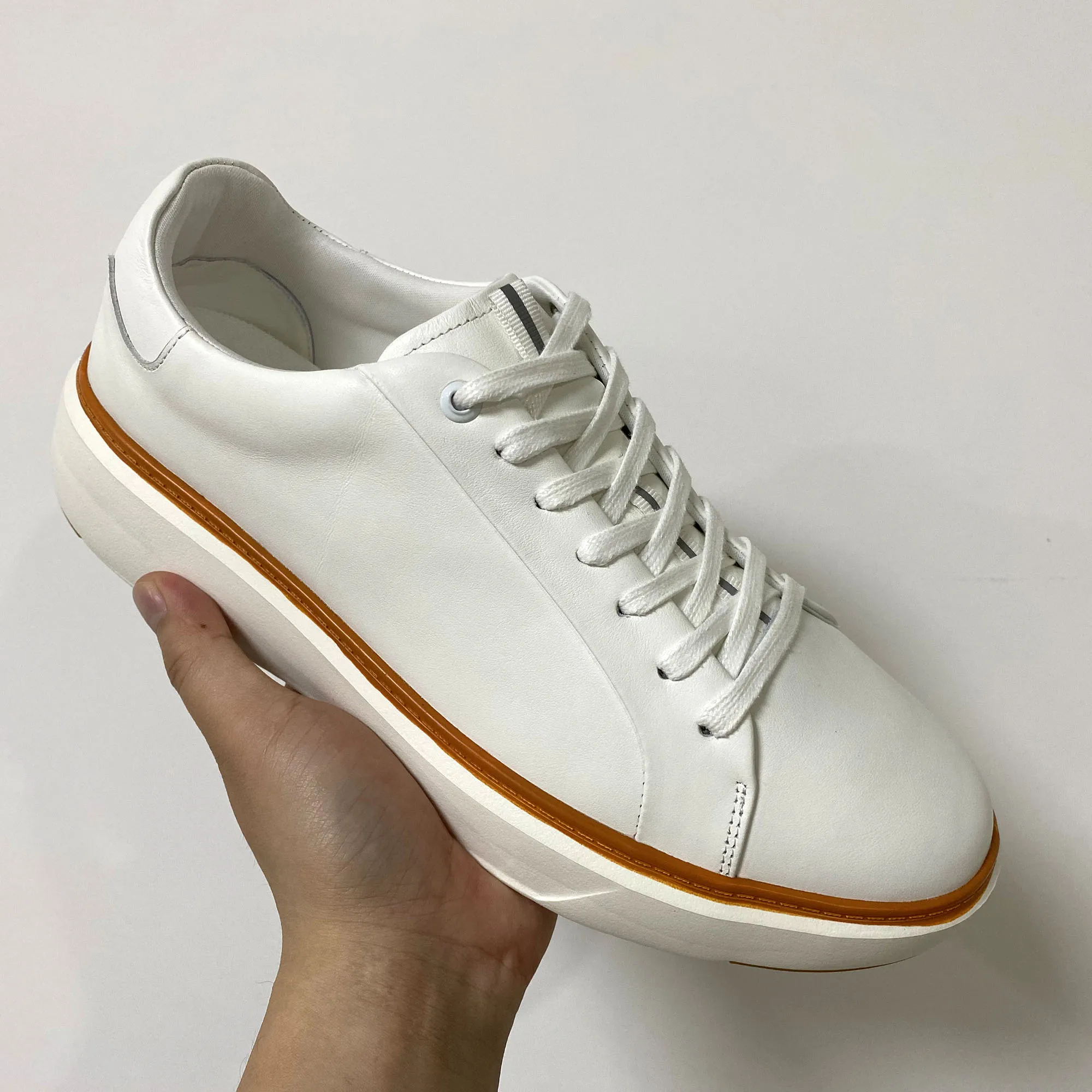 custom high quality light weight genuine leather running sport sneakers walking style casual shoes men