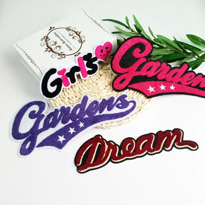 sew on embroidered badges number english alphabet letter chenille patches