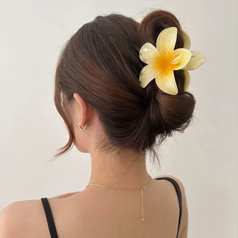 Wholesale Summer Beach Vacation Beautiful Plumeria Flower Hair Claws Women Hibiscus Hawaiian Frangipani Hair Claw Clip