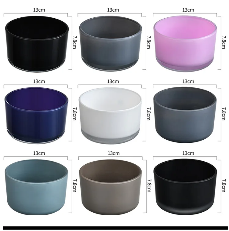 White Frosted NudeCustom Logo Luxury Wide Mouth Small  Iridescent Empty Glass Candles Jars Vessel With Wood Lid