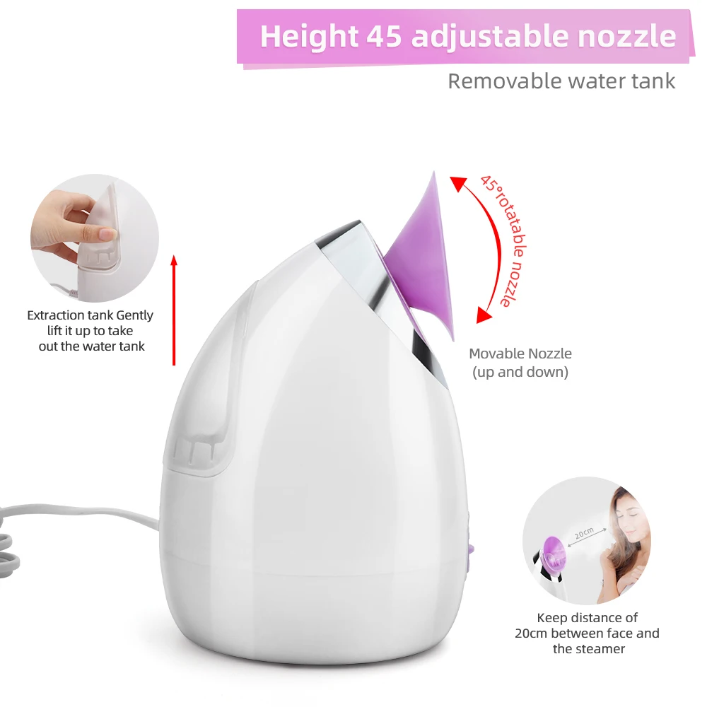 Facial Care Appliances Nano Ionic Facial Steamer Hot Cleaner Deep Cleaning Face Sprayer Machine Beauty Steaming Device