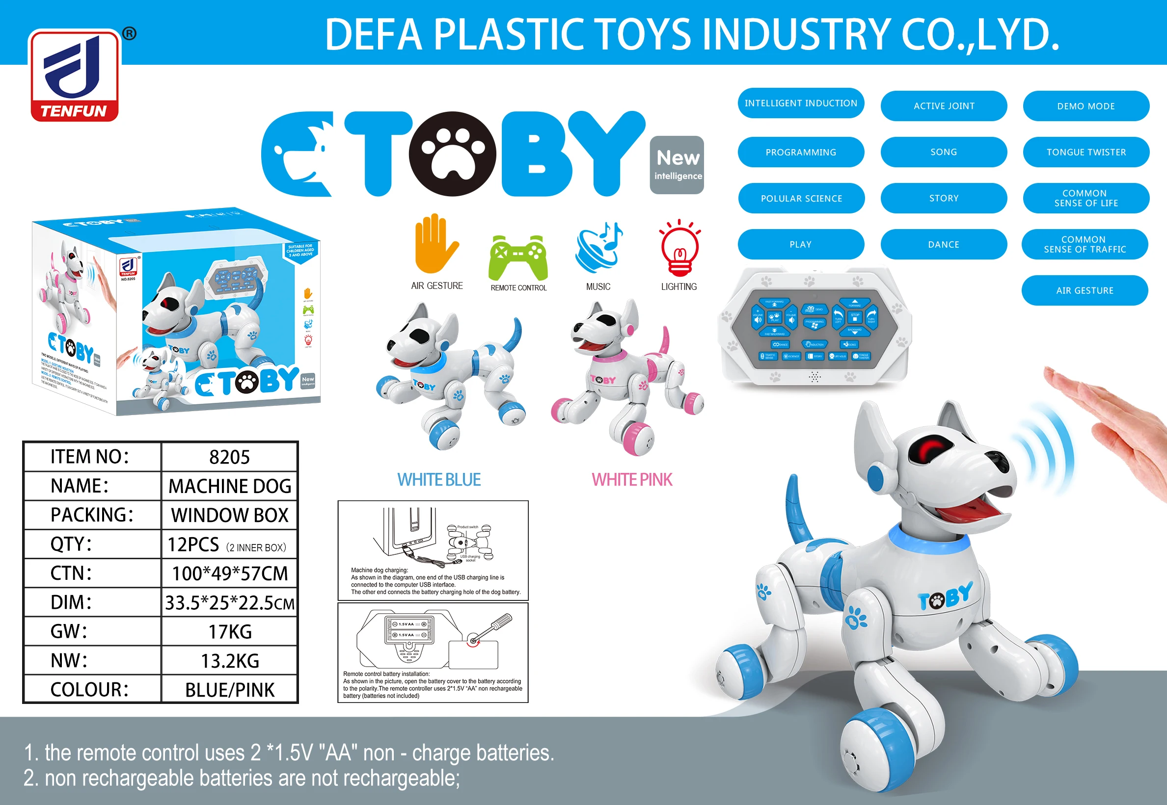 DF 2023 toby intelligent remote control dog toys cute pet for children inductive toy robot dog educational robot animals toys