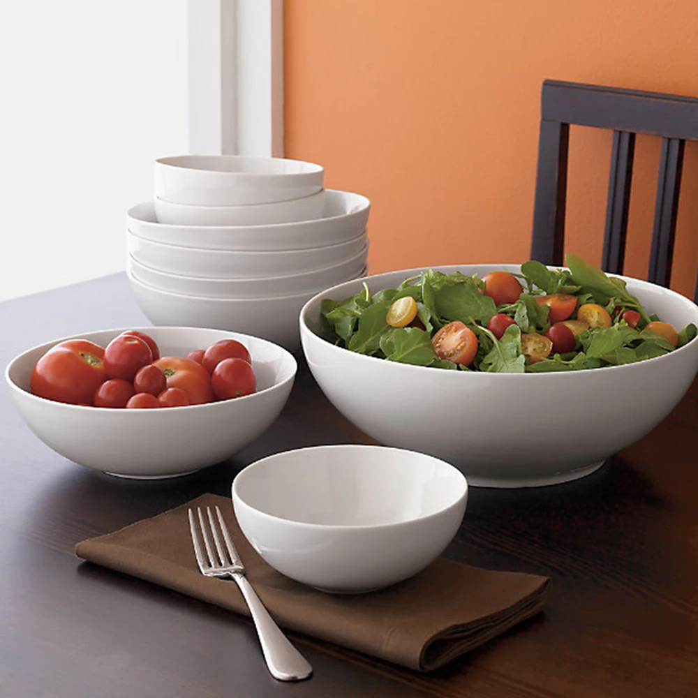 Eco Friendly Party Round White Plastic Dinnerware Sets Round Melamine Bowls Sets Tableware for Home Living Restaurant Party