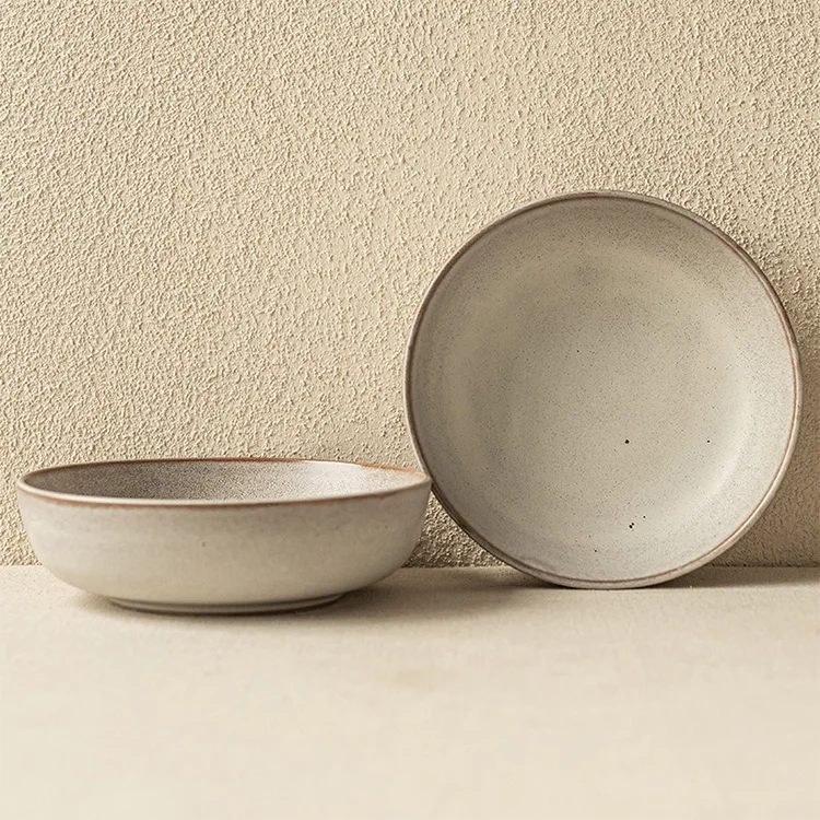 Slight Defect Modern Natural Colour Porcelain Microwave Round Ceramic Ramen Bowl Microwave Safe Porcelain Bowls Tableware