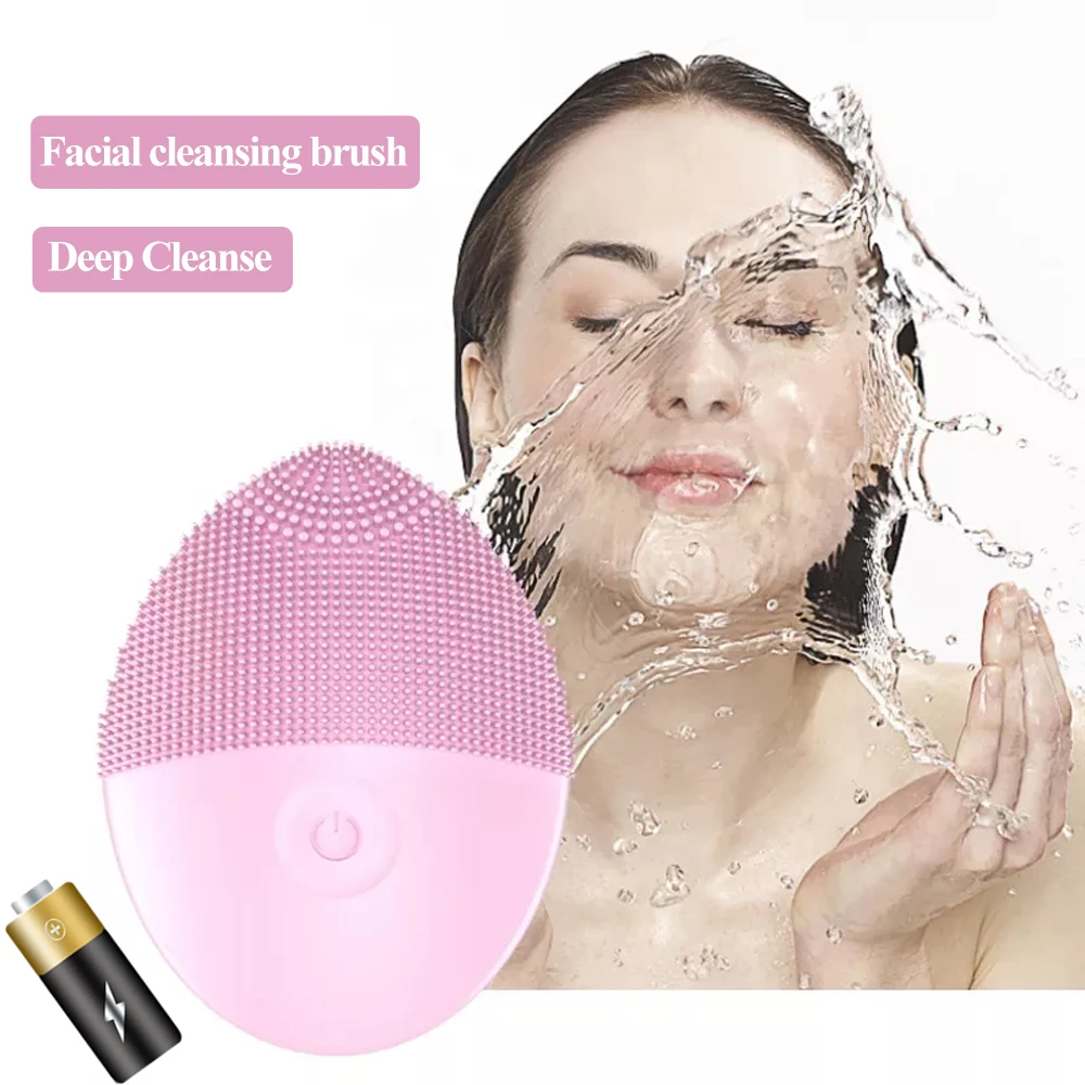 OEM high frequency rechargeable deep cleaning face scrubber brush silicone facial cleansing brush