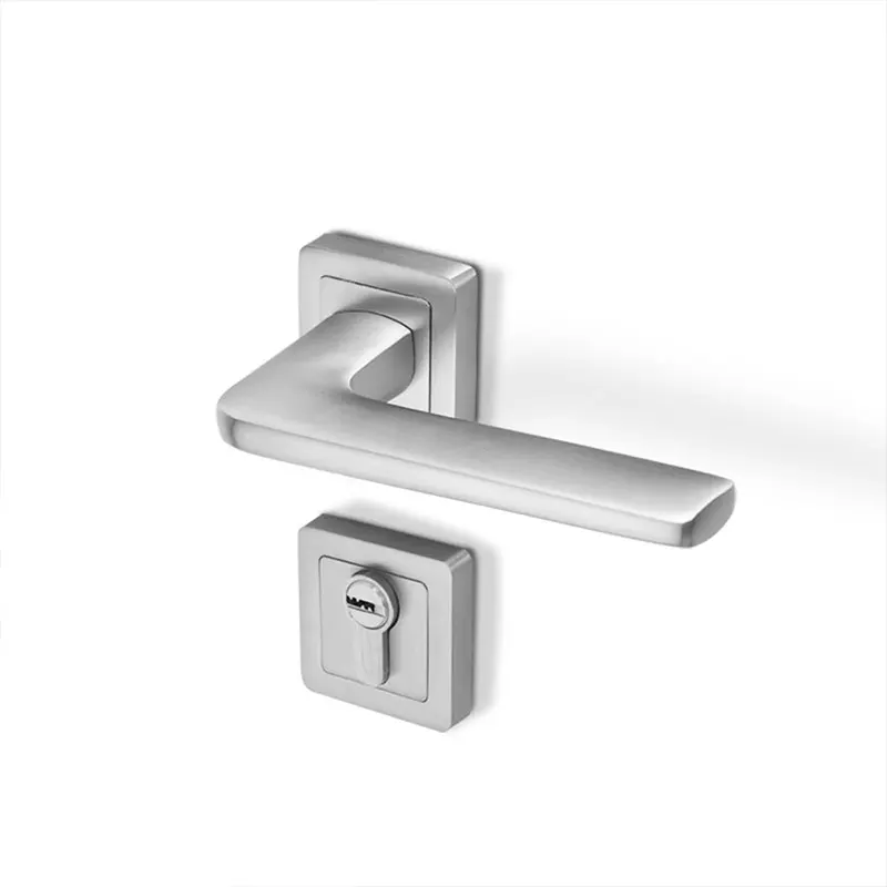 Yonfia A8208R58 rts simple design door handle lock lever brushed nickel aluminum alloy door handle for Wooden doors