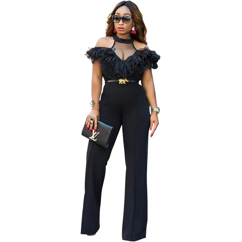
Elegant Summer Jumpsuit Off Shoulder Slim High Waist Romper Sexy Ladies Work Overalls Women Jumpsuits Plus Size 
