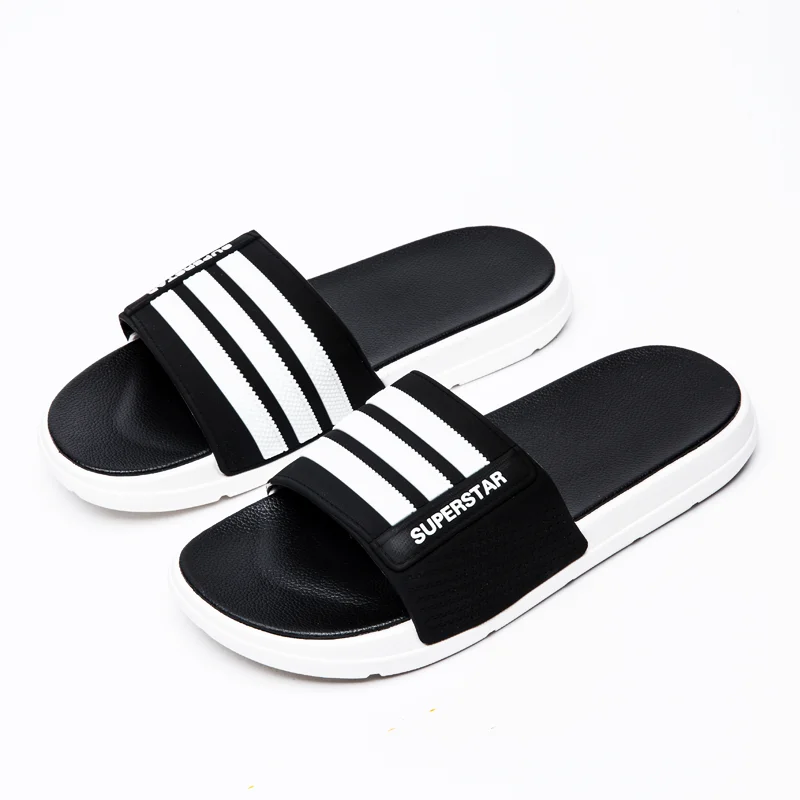 
Summer Beach Home Stripe Individual Character Tide Is Thick Bottom Man PVC Sandal Slipper 