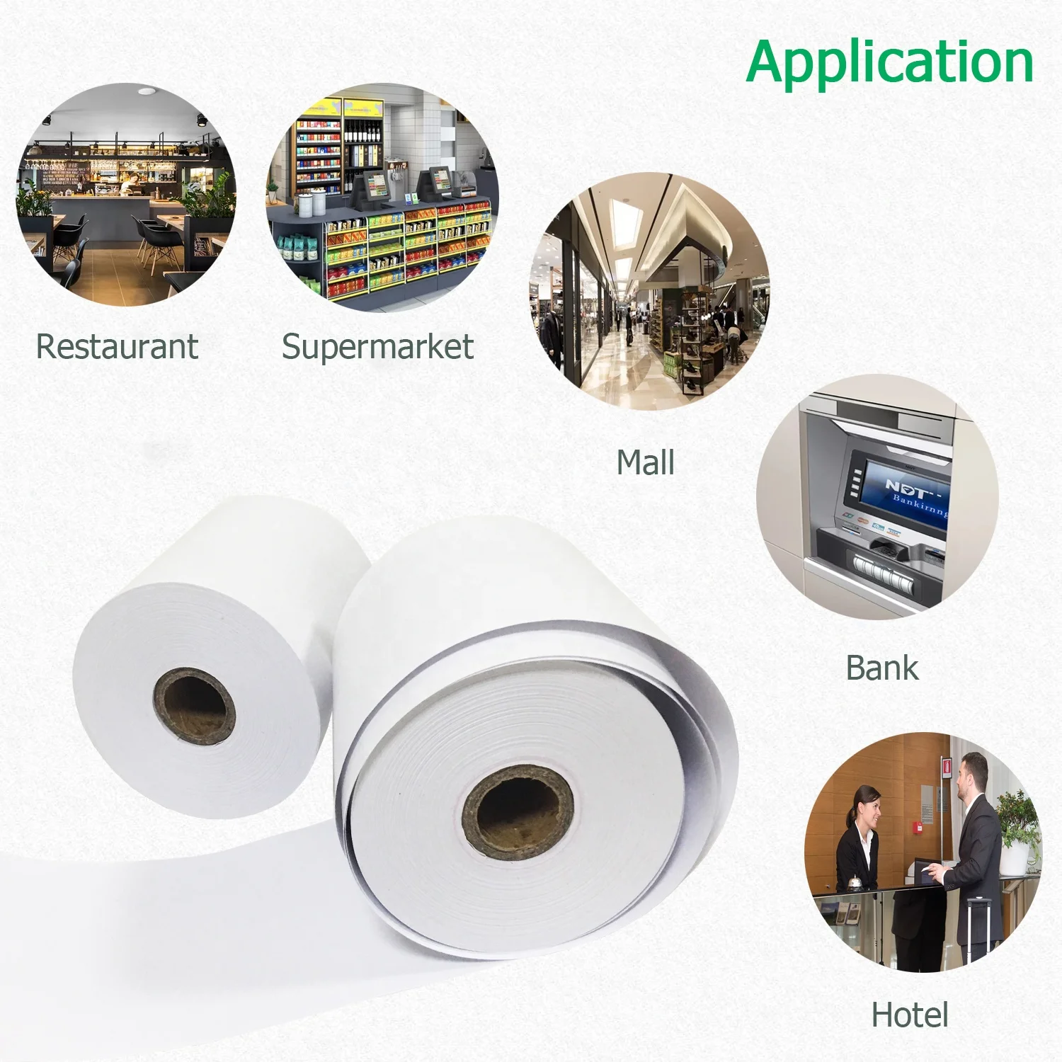 Works Cash Receipt Paper57x50mm 60g Thermal Printer Paper Roll for Cash Register Credit Card Pos Machine