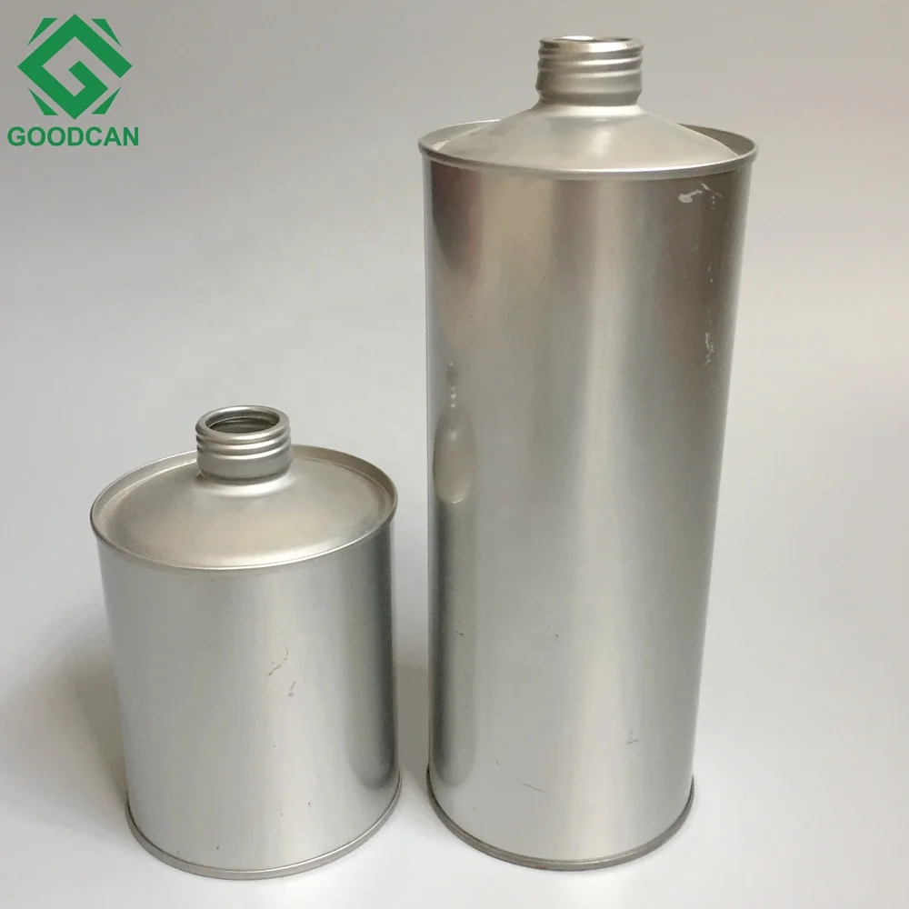 Low price wholesale custom 0.5 liter metal tin bottle with small crew cup for brake fluid