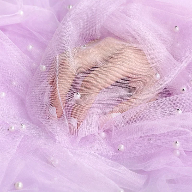 INS 8 Colors Handmade Pearl Transparent Netting Gauze Fabric Background Photo Studio Props Accessories Decoration Cloth