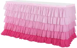 6ft Pink Tutu Table Skirt for Rectangle Round Tables Chiffon Table Cloth for 1st Birthday Party Decorations Baby Shower