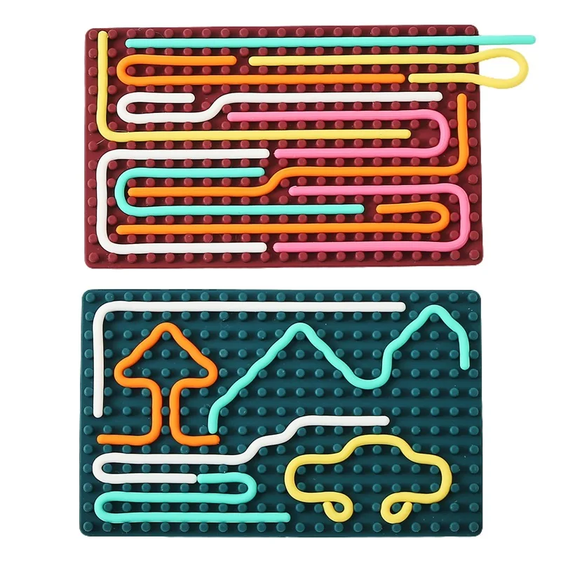 2024 Trending Wood & Food Grade Silicone Sensory Mat Reusable Educational Toy for Kids Enlightenment Sensory Toy