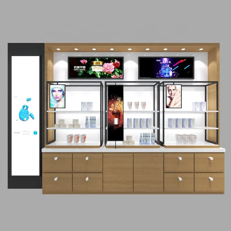 LUX Customized Wholesale Modern Display Shelving Showcase Cosmetic Store Layout Design
