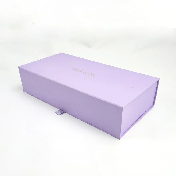 Purple Luxury Packaging Box Sturdy Cloth Box Folding Gift Box With Magnetic Lid For Birthdays, Bridal Gifts,Weddings