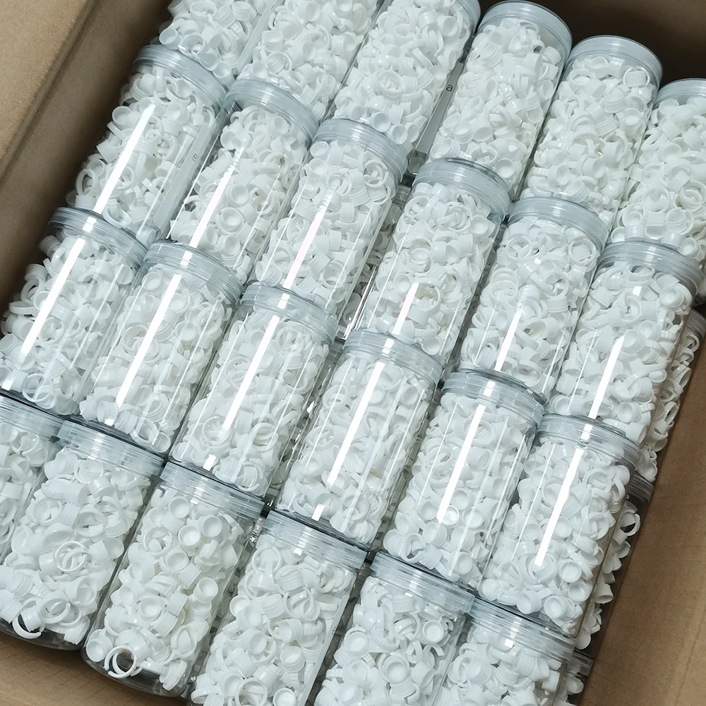 Custom bulk disposable silicone plastic reusable  purple black white pink heart shaped eyelash extension tools lash glue rings