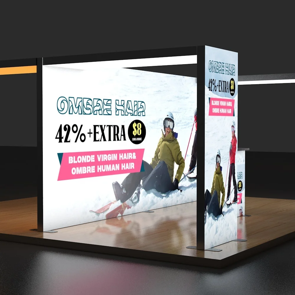 Fast Setup Aluminium Profile Backlit Led Lightbox Display Fabric Light Box Exhibition Booth