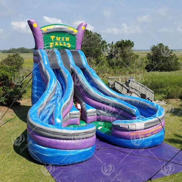 PVC Twin Falls Double lane corkscrew water slide Water Park Slides Combo Slider Bouncy Castle Inflatable Pool Slide waterslide