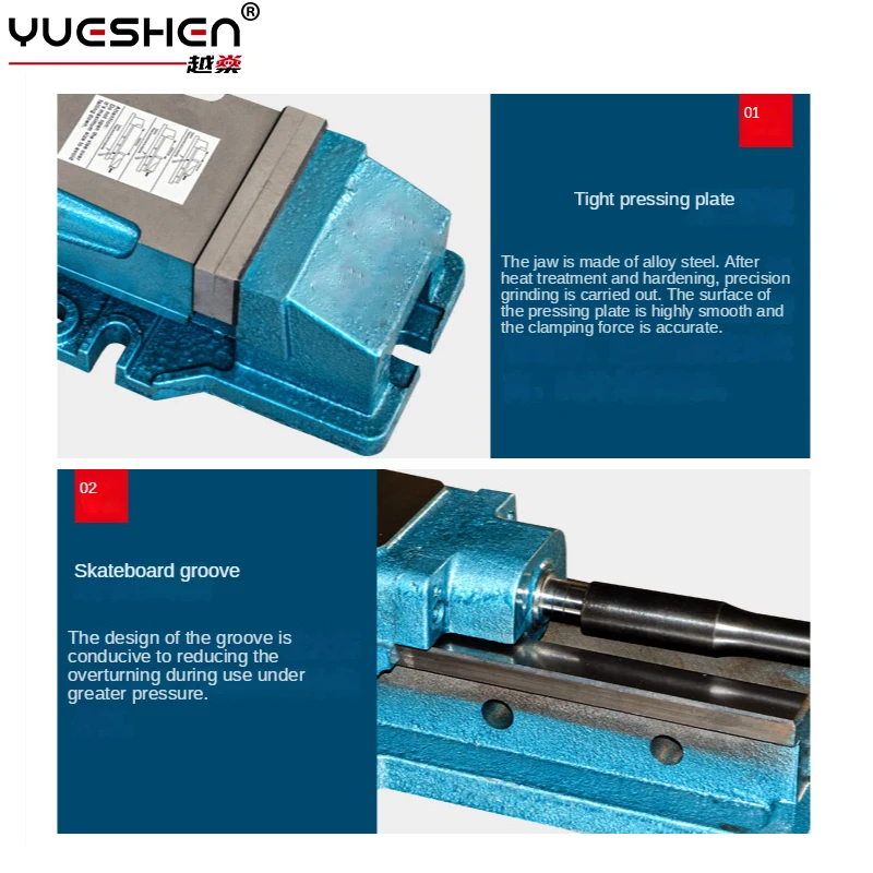 YUESHEN 6 Inch Cnc Flat Pliers Built-In Hydraulic Milling Machine Strong Hydraulic Clamp Vise