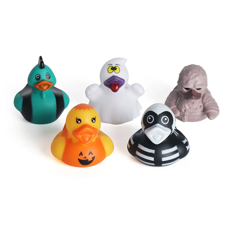 Promotional 20 PCS Assorted 2 Inch Mini Pumpkin Rubber Duckies Bath Toys Party Gift Halloween Rubber Ducks