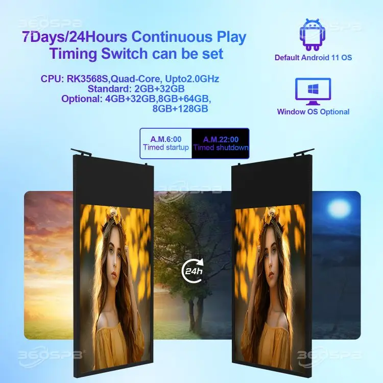 360SPB IWD43A Double-Sided 4k LCD window digital signage panel for retail store