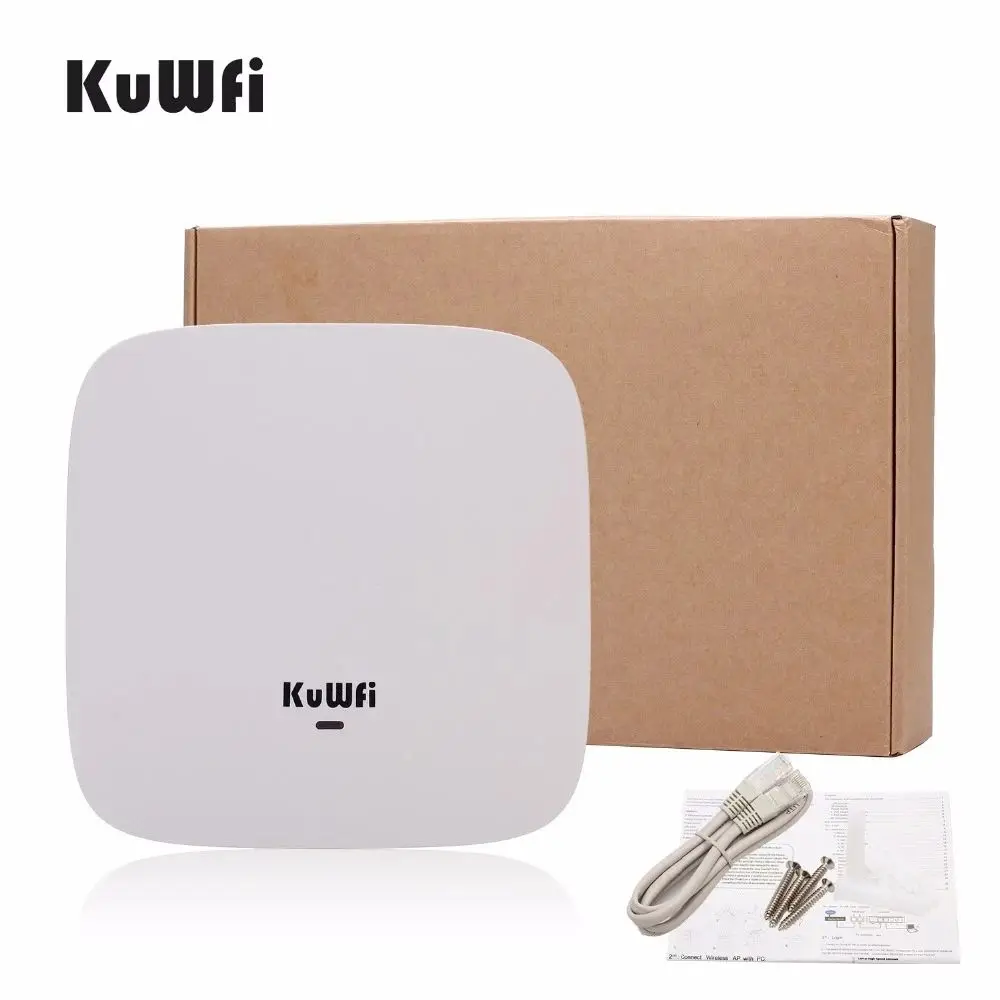 Wholesale KuWFi Ceiling Mount Ap 2.4g 48v Poe Access Point 300mbps Ceiling Ap Router Wireless Ceiling Ap Indoor