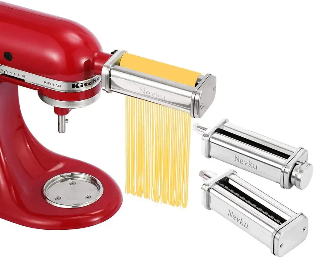 Pasta Maker Attachments Set for all KitchenAid Stand Mixer, including Pasta Sheet Roller, Spaghetti Cutter,